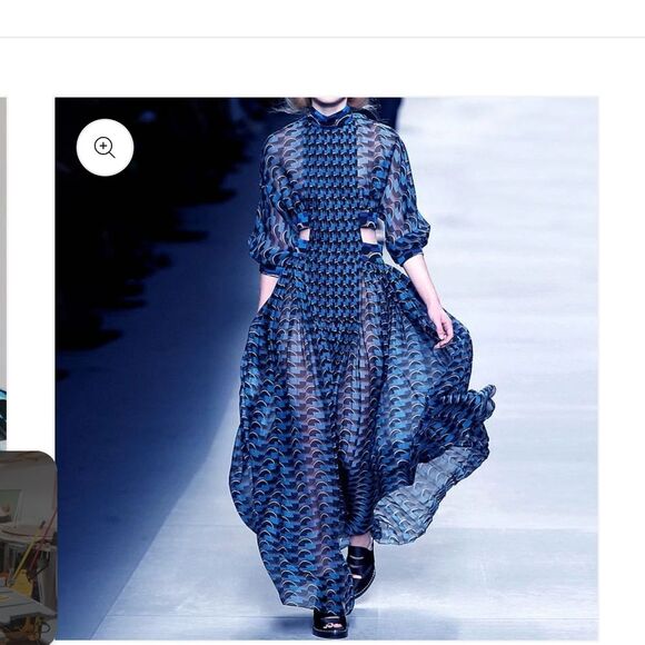 Runway Skirts Blue Halter Neckline Long Sleeves Cut Out Ankle Lenght Dress S - Picture 4 of 14